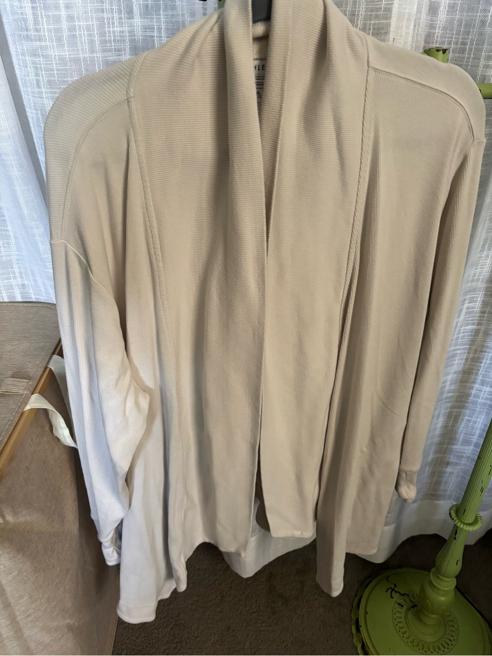 Athleta Beige Open-Front Draped Shawl Cardigan